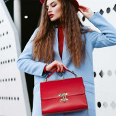 Geanta din piele naturala, model DiAmanti Capri Rosso