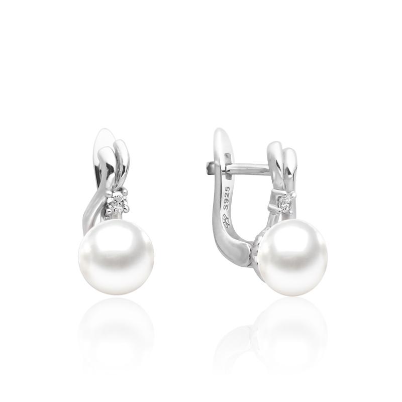 Cercei perle naturale albe din argint cu tortita DiAmanti SK17427EL-W-G (Argint 925‰ 2,2 g.)