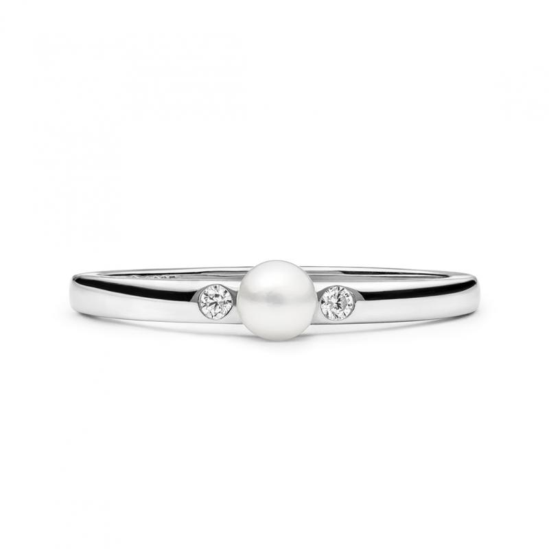 Inel cu perla naturala alba din argint si cristale zirconiu DiAmanti SK21241R-W-G
