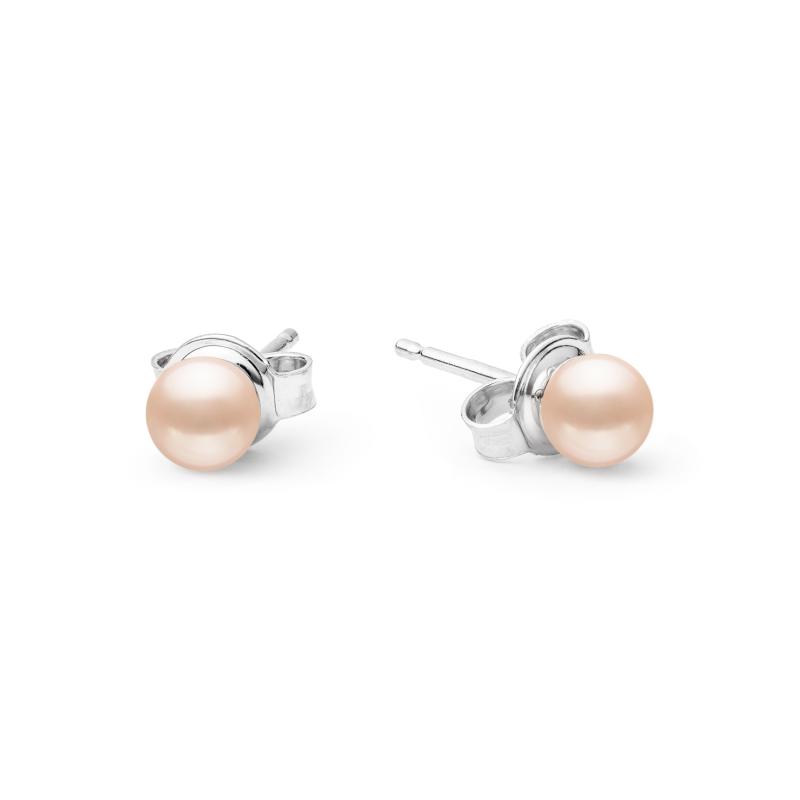 Cercei perle naturale roz piersica 5 mm si argint DiAmanti EFB05-P-G