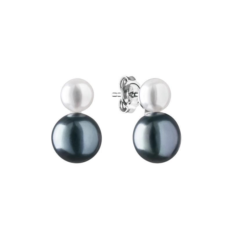 Cercei perle naturale albe si negre din argint DiAmanti MS19406E-G
