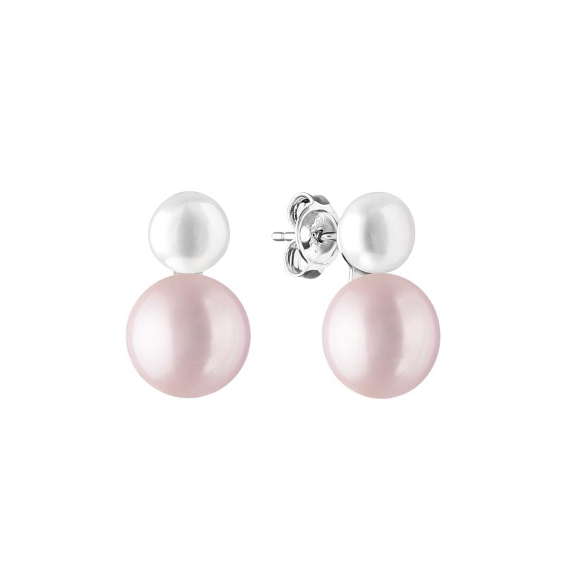 Cercei perle naturale albe si roz pudra din argint DiAmanti MS21201E-G