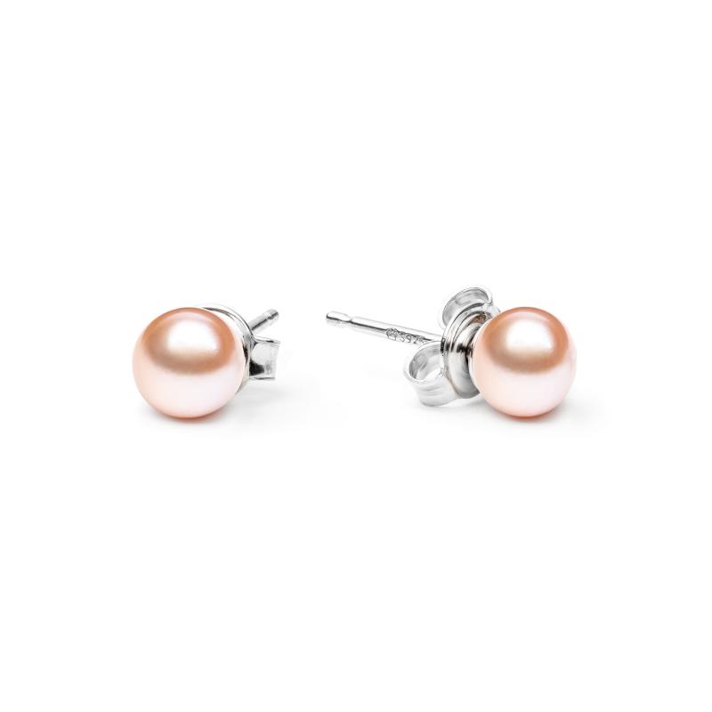 Cercei perle naturale roz piersica 6 mm si argint DiAmanti EFB06-P-G (Argint 925‰ 0,5 g.)