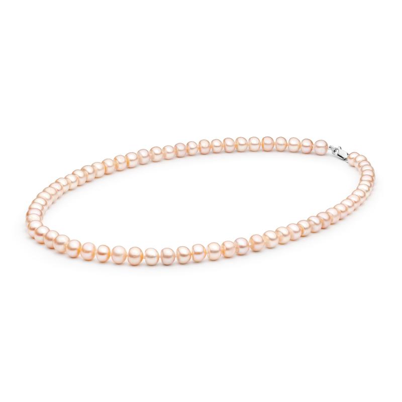 Colier perle naturale roz piersica 50 cm si argint DiAmanti FBP39-M (Argint 925‰ 0,68 g.)