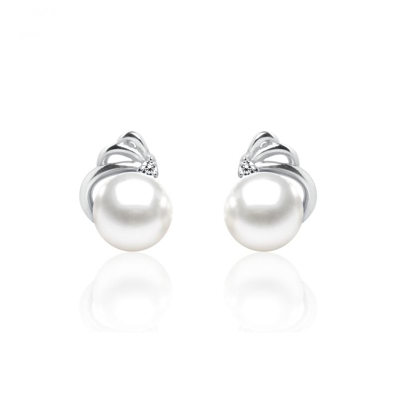 Cercei perle naturale albe din argint cu cristal DiAmanti SK18202E-W-G (Argint 925‰ 1,9 g.)