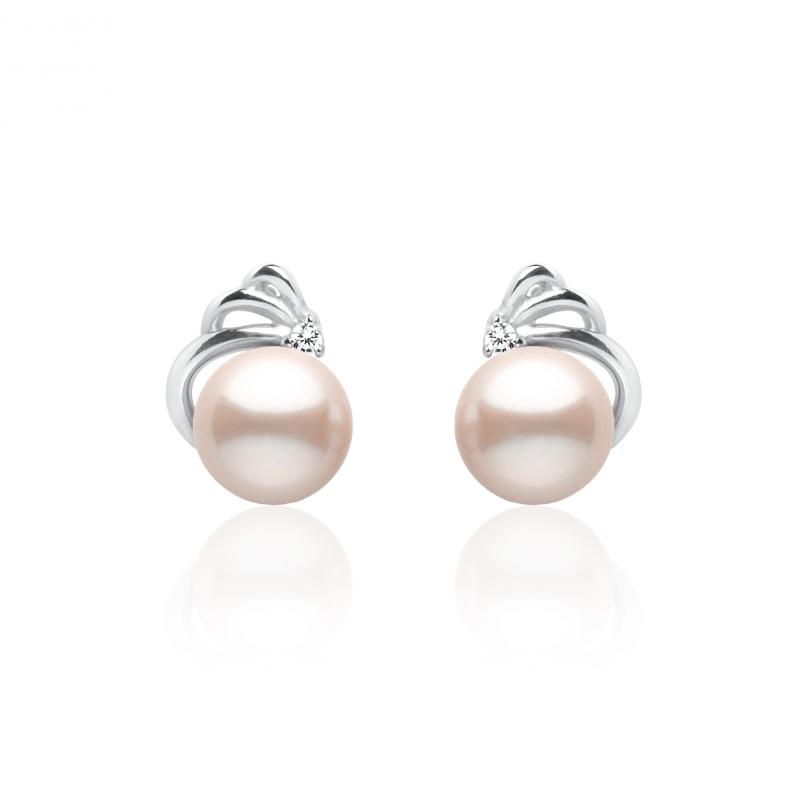 Cercei perle naturale roz pudra din argint cu cristal DiAmanti SK18202E-L-G (Argint 925‰ 2,05 g.)