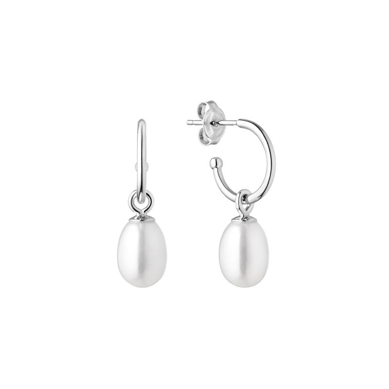 Cercei rotunzi cu perle naturale albe din argint DiAmanti MS20494E-G