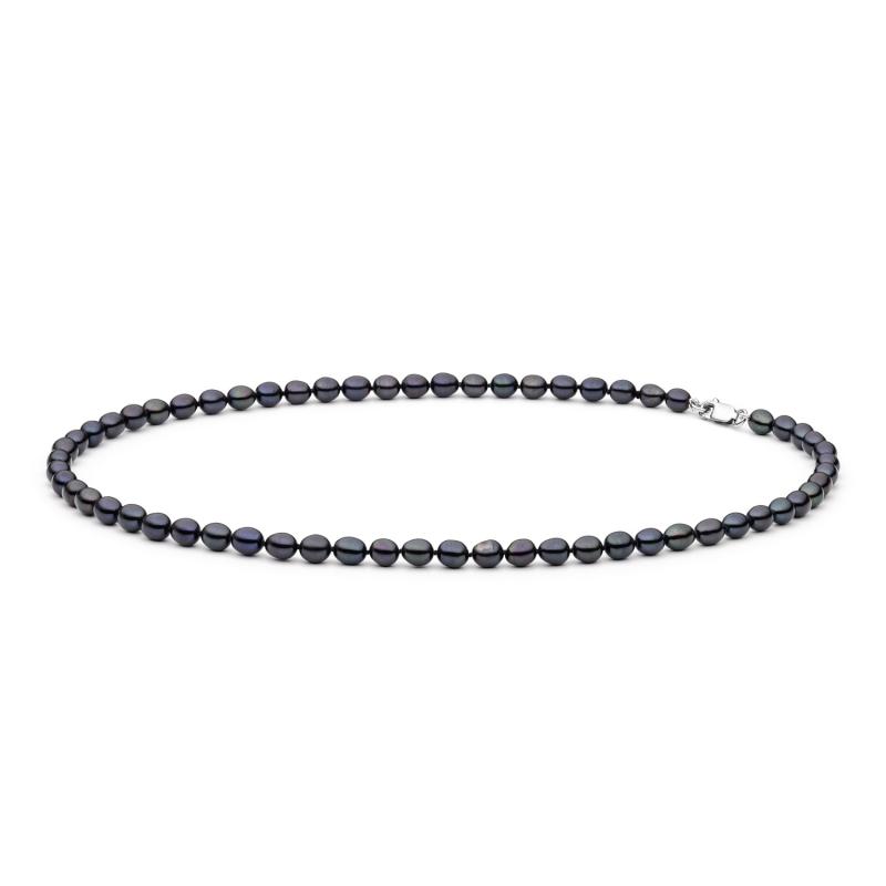 Colier perle naturale negre si argint DiAmanti FCB365-G