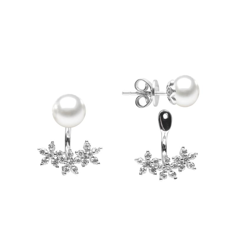 Cercei perle naturale albe din argint cu cristale DiAmanti SK18212E-G (Argint 925‰ 3,25 g.)