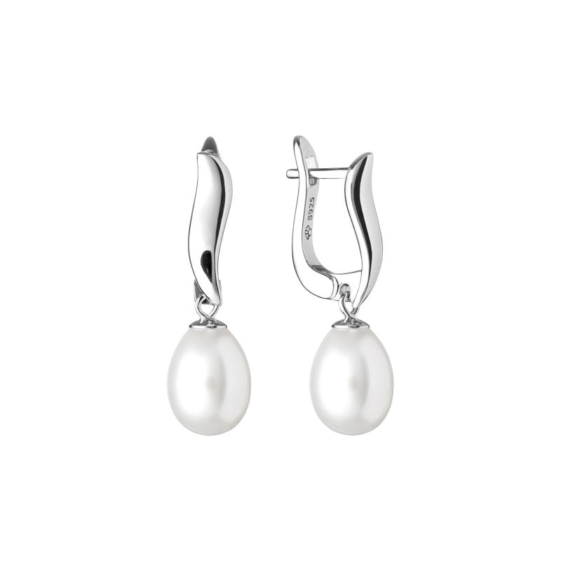 Cercei perle naturale albe din argint cu tortita DiAmanti SK20201EL-W-G (Argint 925‰ 2,3 g.)