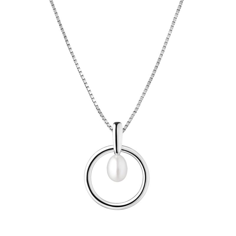 Colier perla naturala alba cu lantisor argint DiAmanti SK20470P-W_Necklace-G