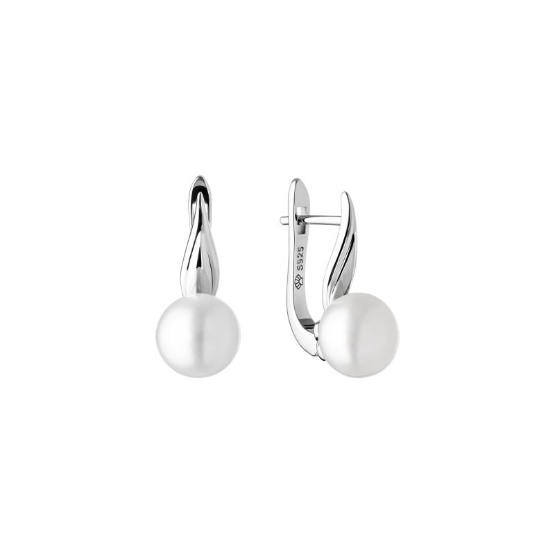 Cercei perle naturale albe din argint cu tortita DiAmanti SK21224EL-W-G