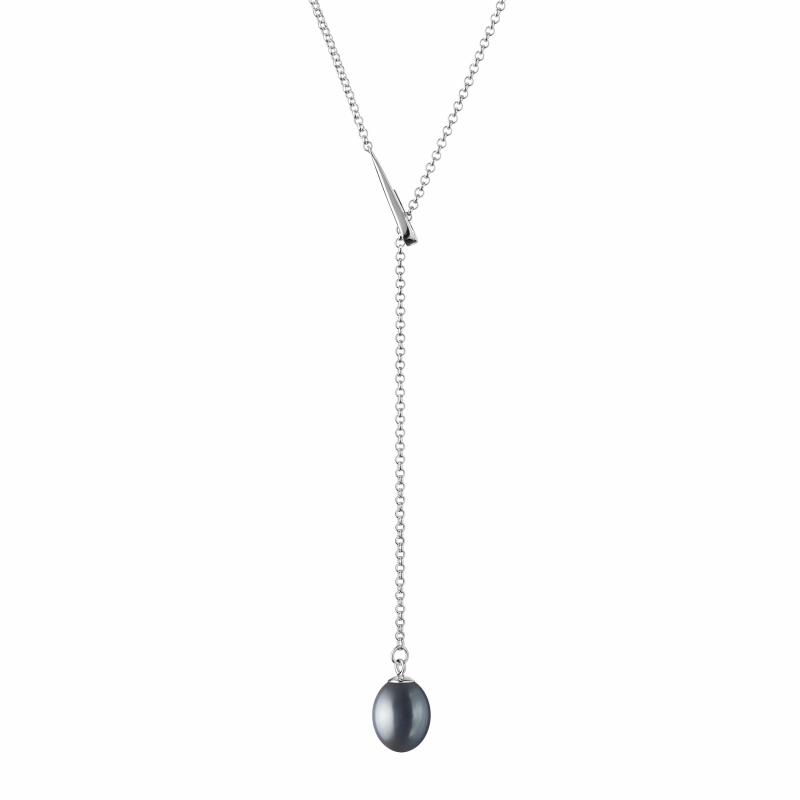 Colier perla naturala neagra si argint DiAmanti SK21251N-B-G