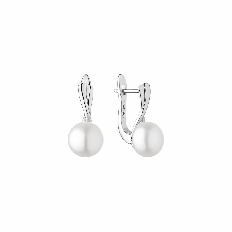 Cercei perle naturale albe din argint cu tortita DiAmanti SK21362EL-W-G (Argint 925‰ 2,3 g.)