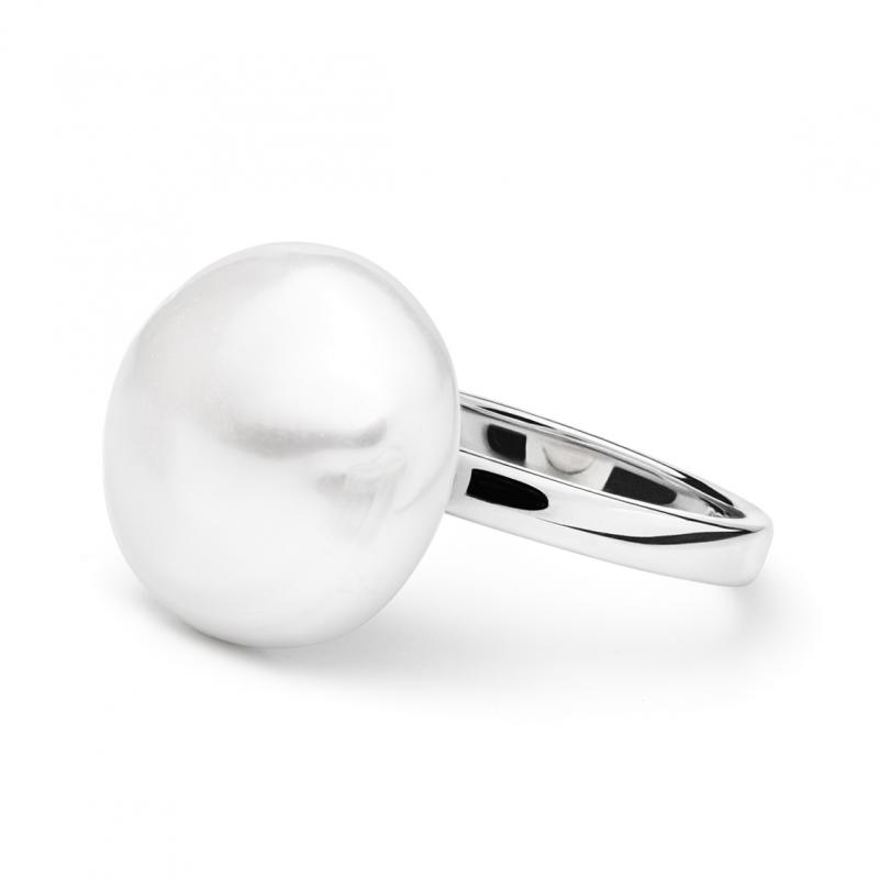 Inel cu perla naturala alba din argint DiAmanti SK20206R-W-G