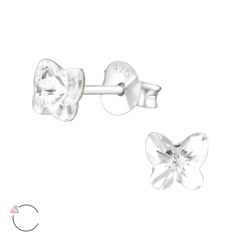 Cercei argint pentru copii cu fluture Swarovski DiAmanti DIA38399-Crystal (Argint 925‰ 0,35 g.)