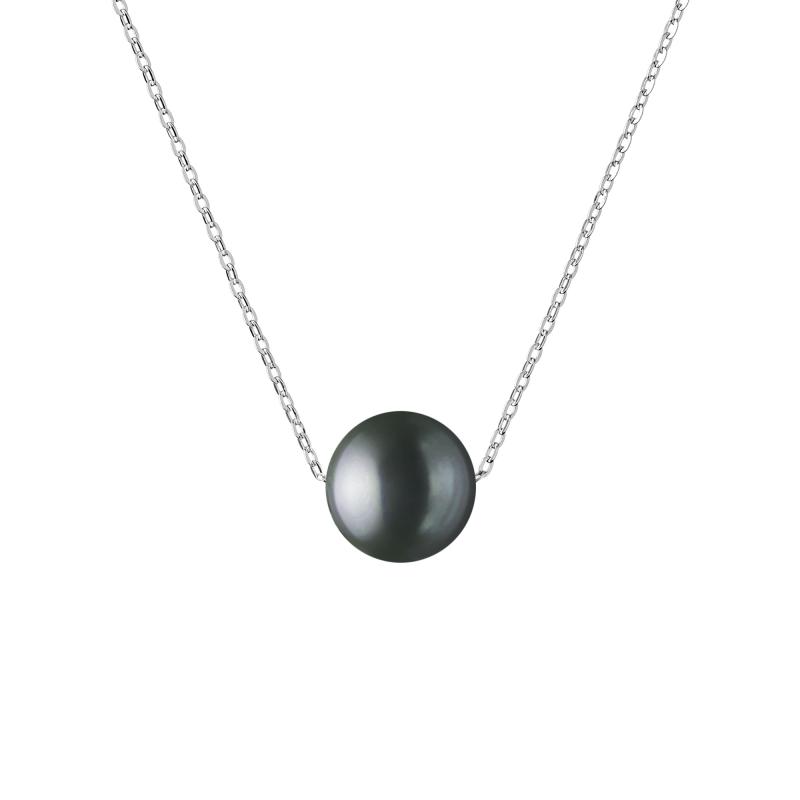 Colier perla naturala neagra cu lantisor argint DiAmanti MS21257P-B-G