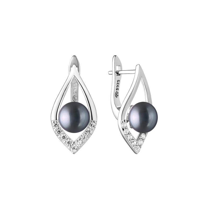 Cercei perle naturale negre argint cu tortita DiAmanti SK21236EL_B-G (Argint 925‰ 3,1 g.)