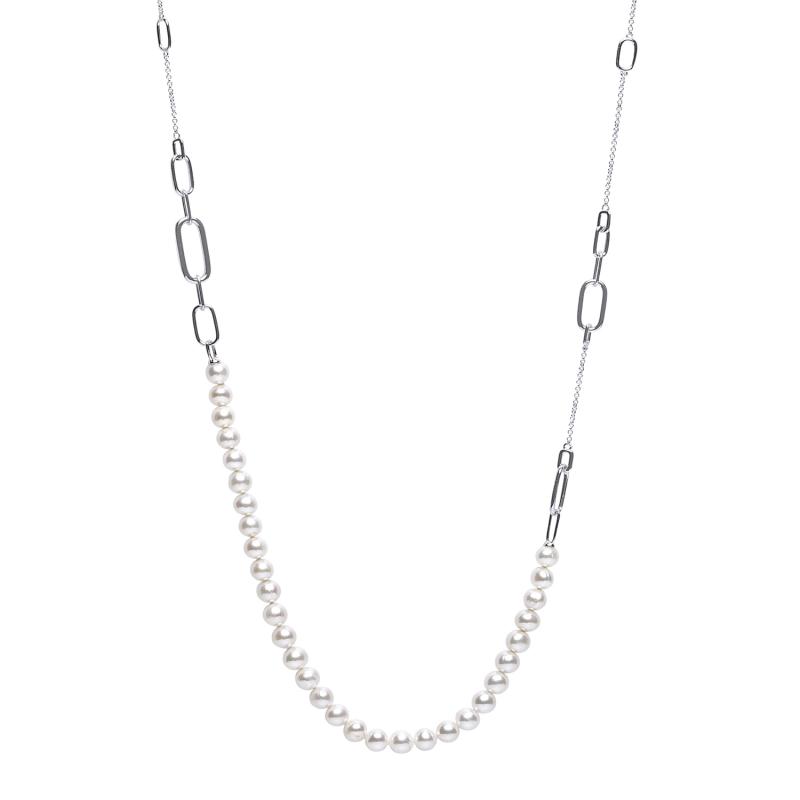 Colier lung cu perle naturale si argint DiAmanti L184-67-G