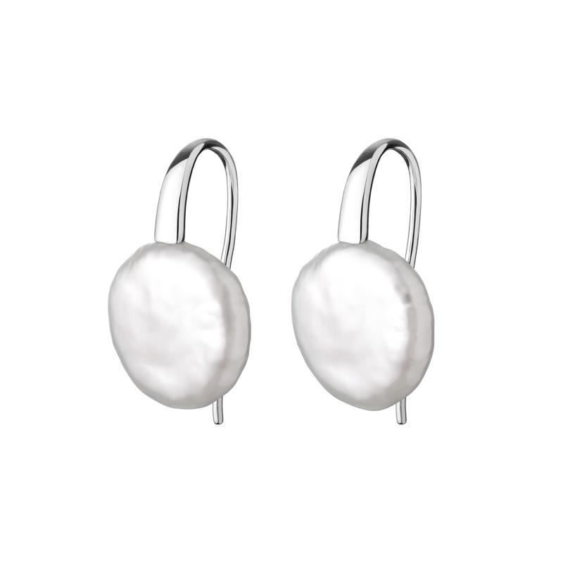 Cercei perle naturale albe baroque de argint cu tortita DiAmanti SK20206E-W-G (Argint 925‰ 1 g.)