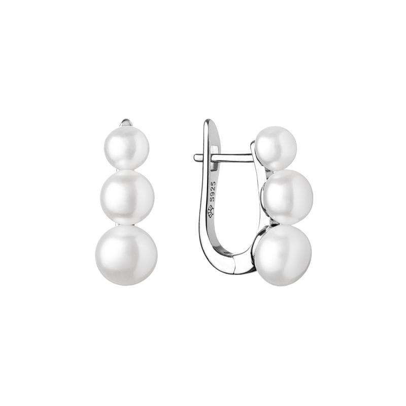 Cercei perle naturale albe de argint cu tortita Trilogy DiAmanti SK20221EL-W-G
