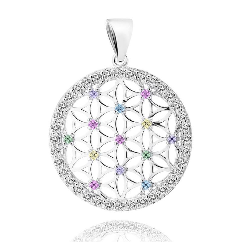 Pandantiv argint Floarea Vietii cu pietre colorate DiAmanti Z1782C-DIA
