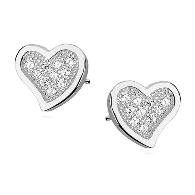 Cercei argint inima cu pietre DiAmanti Z1063E-DIA (Argint 925‰ 1,3 g.)