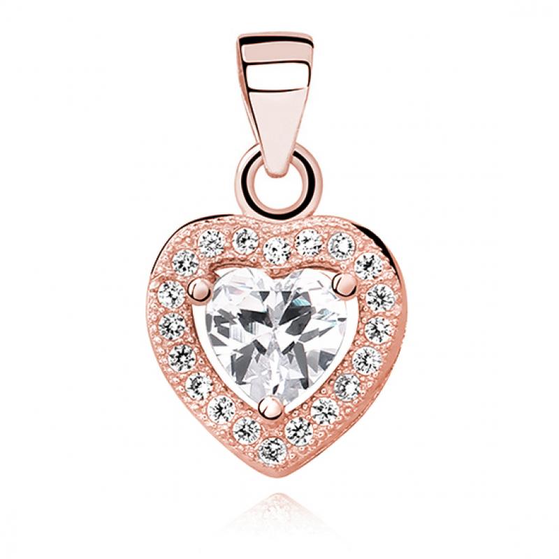 Pandantiv argint placat cu aur roz inima cu pietre DiAmanti Z0760C_RG-DIA (Argint 925‰ 1,3 g.)
