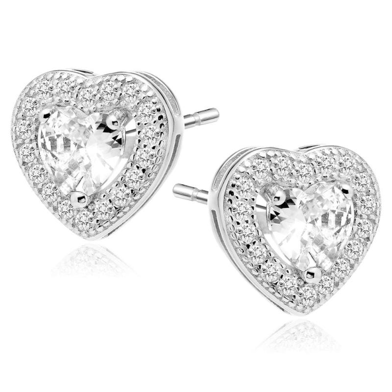Cercei argint inima cu pietre DiAmanti Z0760E_W-DIA (Argint 925‰ 2,1 g.)