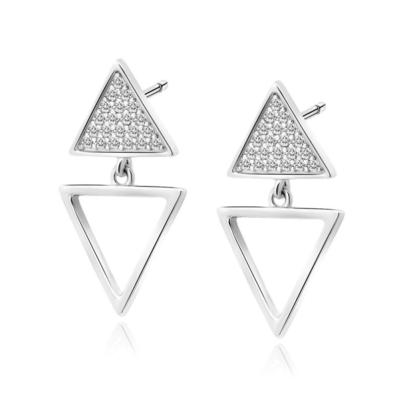 Cercei argint lungi cu triunghiuri si pietre DiAmanti Z1850ER_W-DIA (Argint 925‰ 1,7 g.)