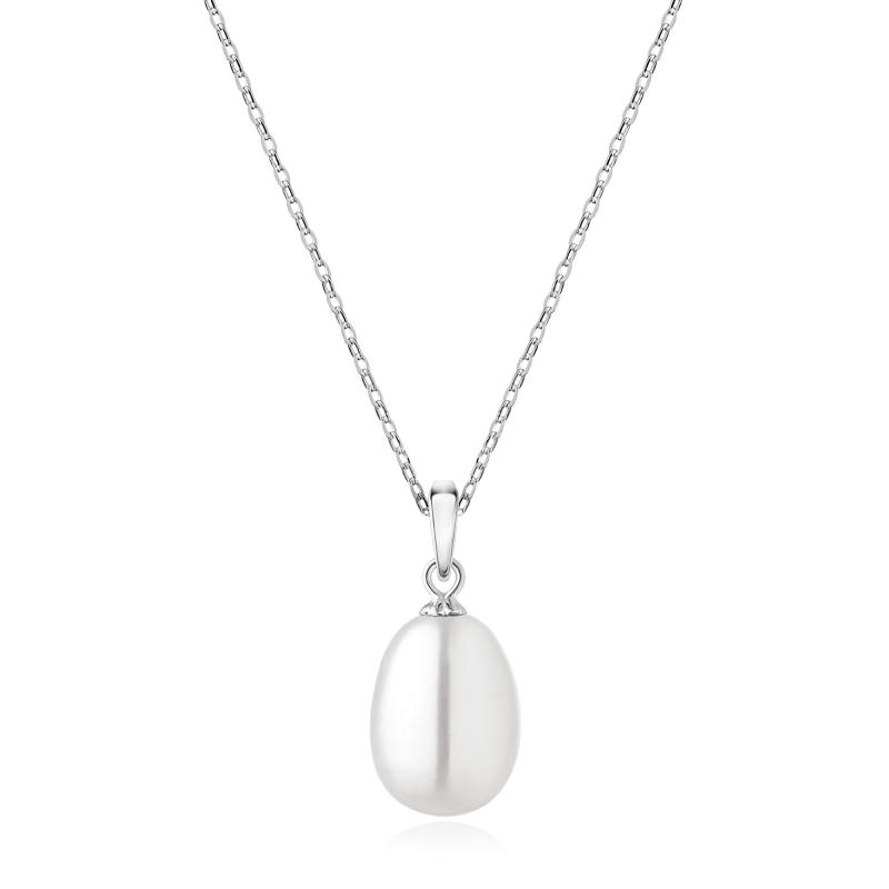Colier perla naturala alba cu lantisor argint DiAmanti PFD19-W_Necklace-G (Argint 925‰ 3 g.)