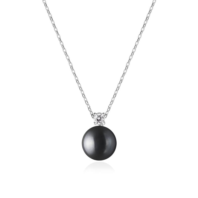 Lantisor cu perla naturala neagra DiAmanti SK20457P-B_Necklace-G