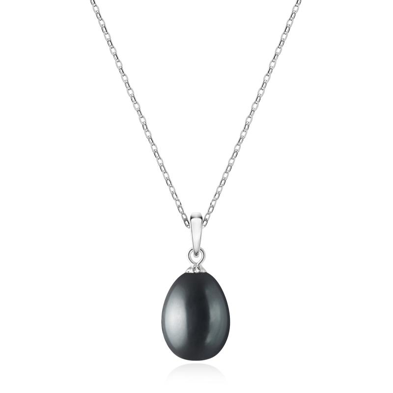 Lantisor cu perla naturala neagra DiAmanti PFD19-B_Necklace-G