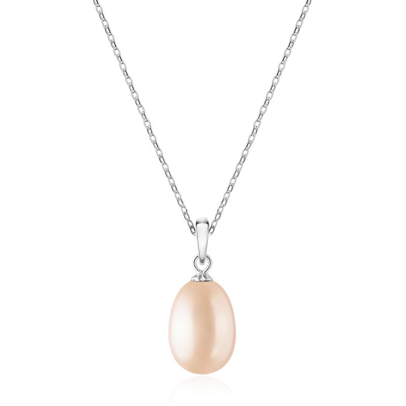 Colier perla naturala roz piersica cu lantisor argint DiAmanti PFD19-P_Necklace-G (Argint 925‰ 3 g.)