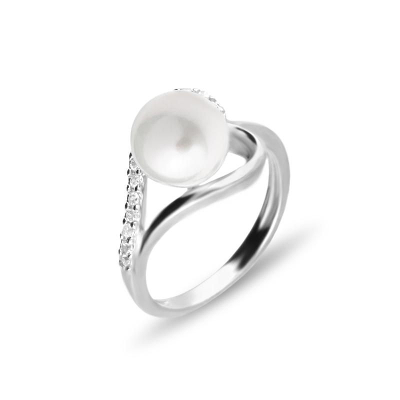 Inel argint inima cu perla naturala si cristale DiAmanti PEARL0012RRH-AS