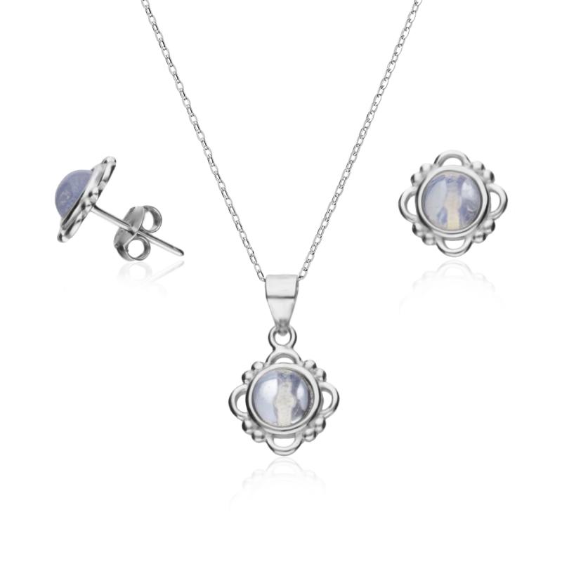 Set argint cercei si lantisor cu piatra lunii DiAmanti AE21726-S-AS (Argint 925‰ 3,85 g.)