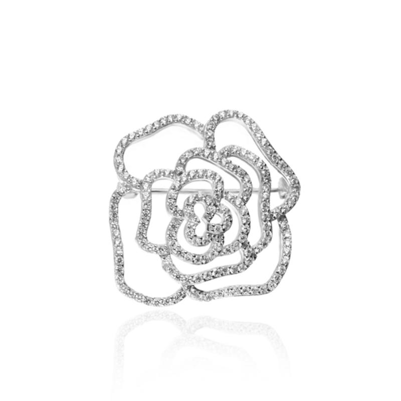 Brosa argint floare cu cristale DiAmanti C00233-AS (Argint 925‰ 5,6 g.)