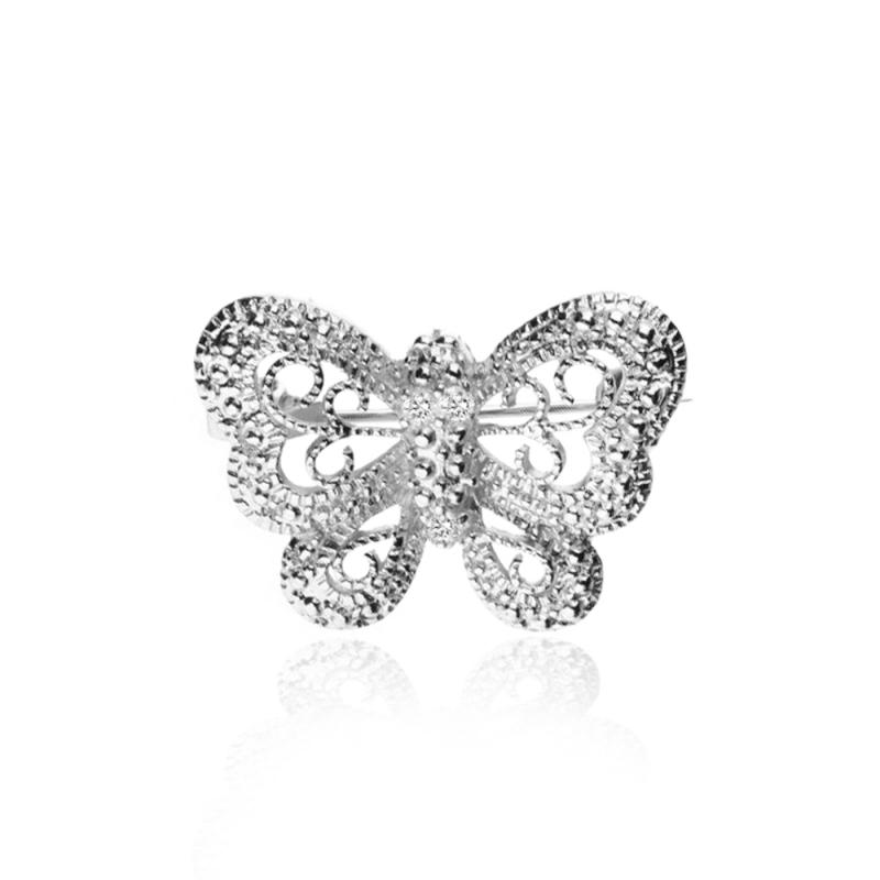 Brosa argint fluture cu cristale DiAmanti H-10005-AS (Argint 925‰ 4,7 g.)
