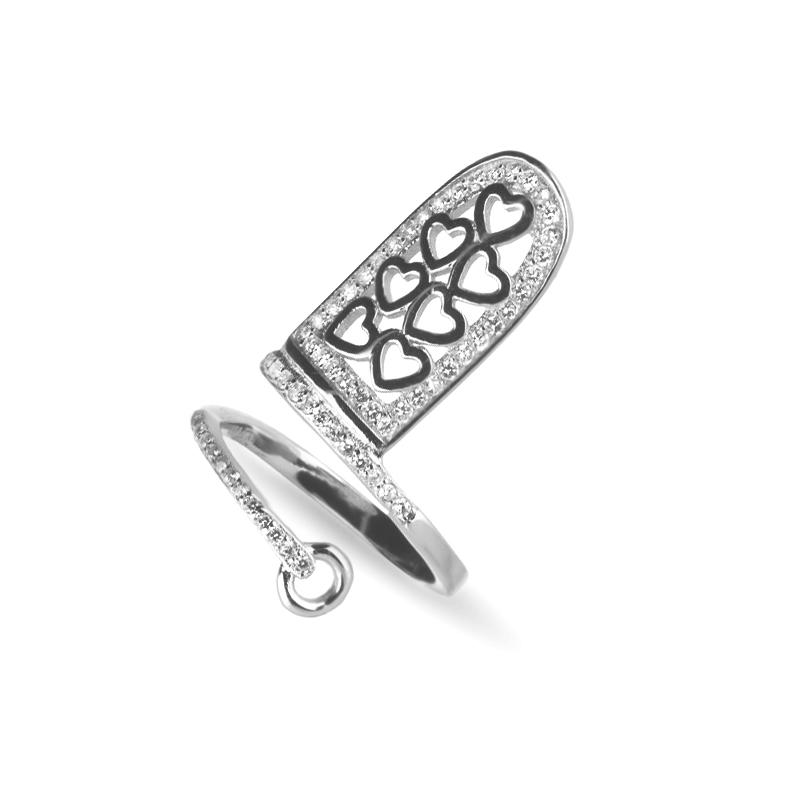 Inel argint pentru unghie cu inimi si pietre DiAmanti AR3543-AS (Argint 925‰ 2,45 g.)