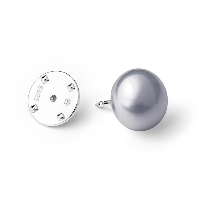 Brosa argint cu perla naturala gri Pin DiAmanti EFB011BR_G-G