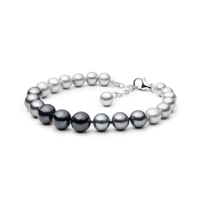 Bratara perle naturale negre-gri si argint DiAmanti 194-42B-G (Argint 925‰ 1,2 g.)