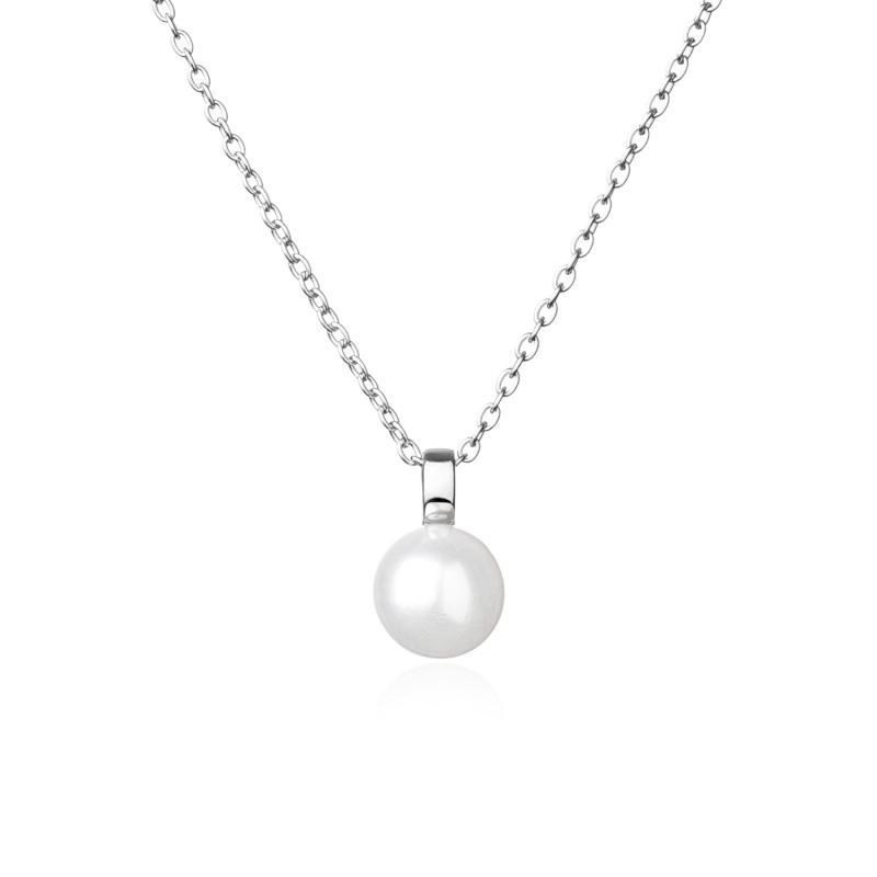 Colier cu perla naturala alba si lantisor argint DiAmanti SK20109P-W-G (Argint 925‰ 2,2 g.)