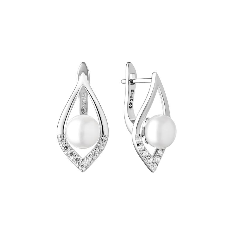 Cercei perle naturale albe argint cu tortita DiAmanti SK21236EL_W-G (Argint 925‰ 3,1 g.)