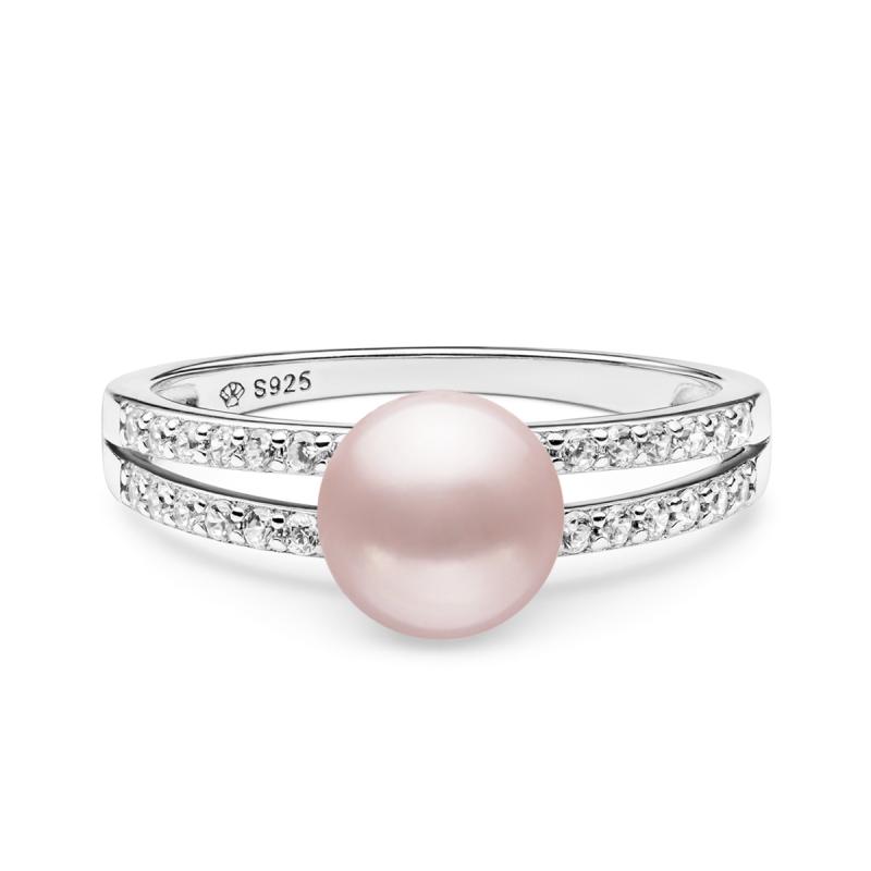 Inel cu perla naturala roz pudra si cristale de argint DiAmanti SK21492R-L-G (Argint 925‰ 1,95 g.)