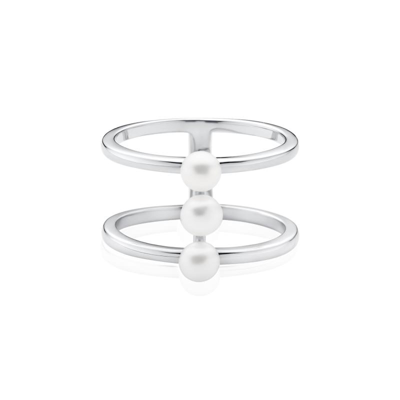 Inel cu perle naturale albe din argint Trilogy DiAmanti SK22239R-W-G