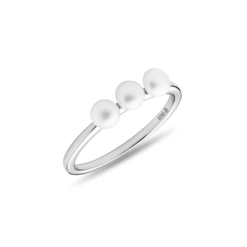 Inel cu perle naturale albe din argint Trilogy DiAmanti SK22240R-W-G