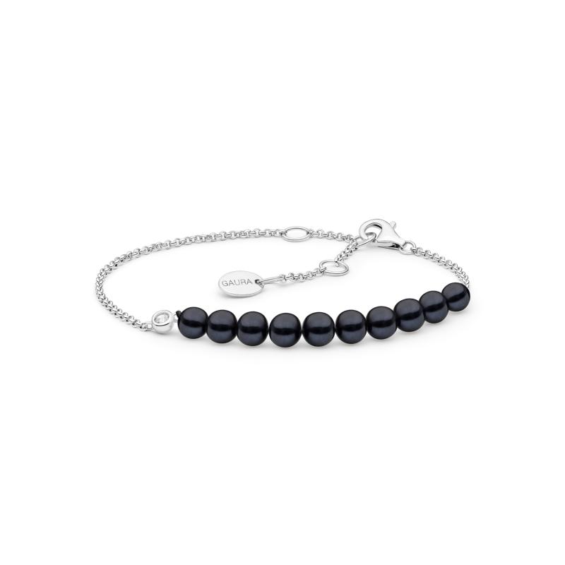 Bratara perle naturale negre din argint cu piatra DiAmanti SK22383B-B-G (Argint 925‰ 1,65 g.)