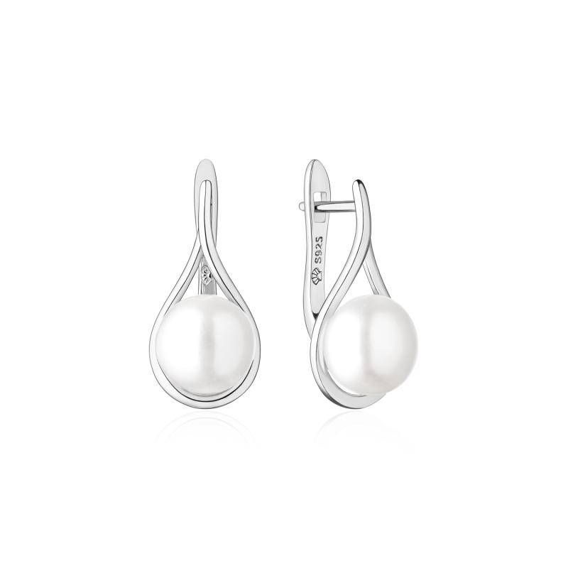 Cercei argint cu perle naturale albe si tortita DiAmanti SK22376EL_W-G (Argint 925‰ 2,55 g.)
