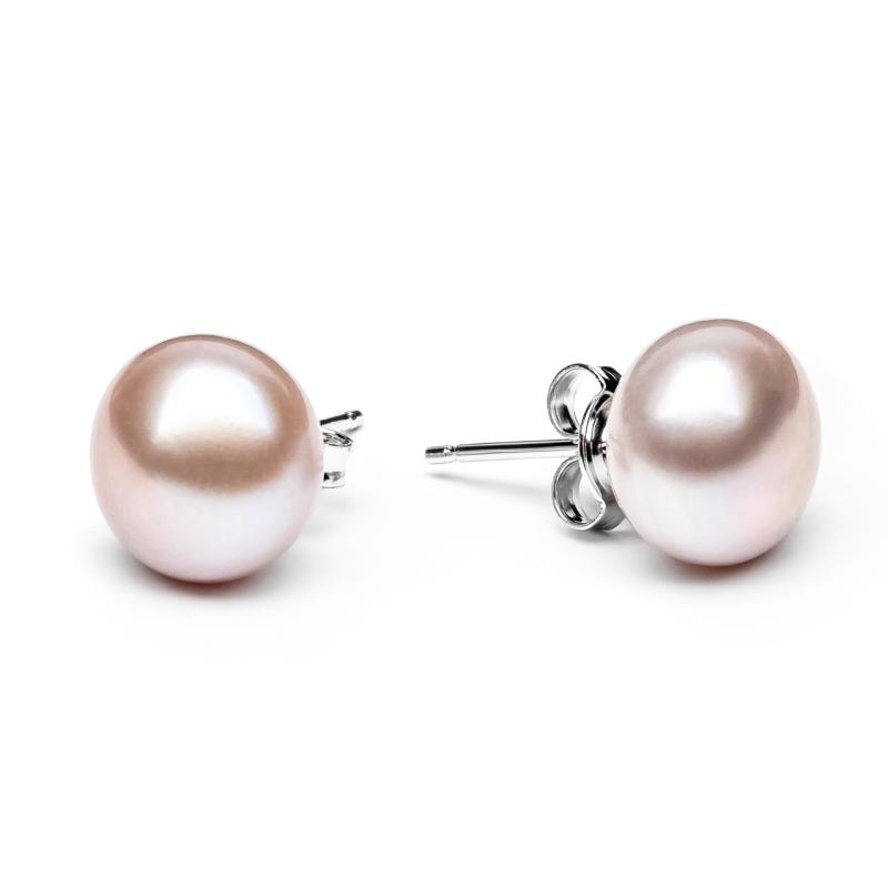 Cercei perle naturale roz pudra 10 mm si argint DiAmanti EFB10-N_L-G (Argint 925‰ 0,52 g.)