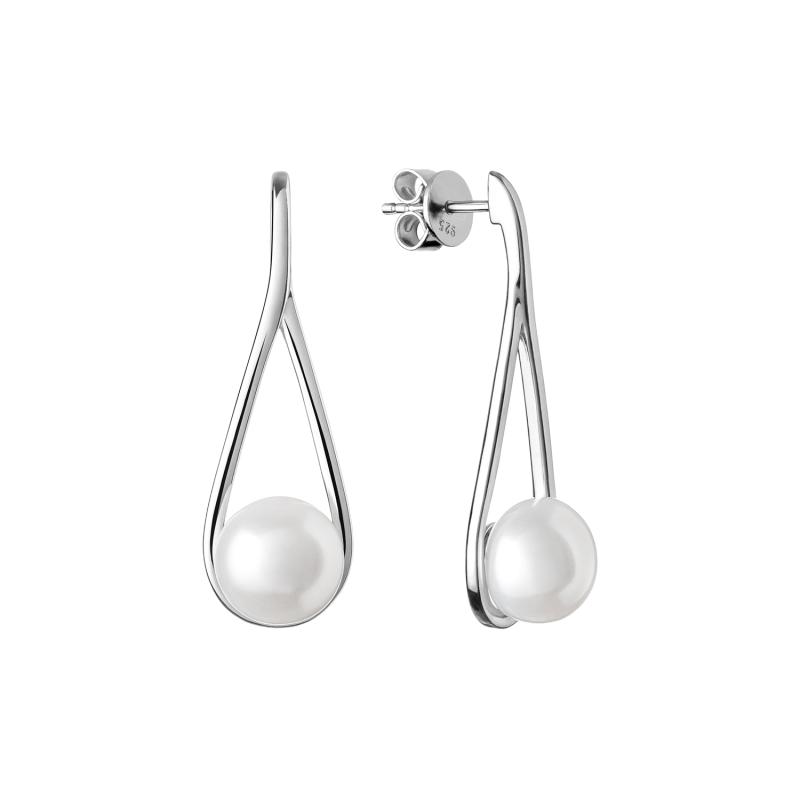 Cercei argint lungi cu perle naturale albe DiAmanti SK20222E-W-G (Argint 925‰ 4,2 g.)